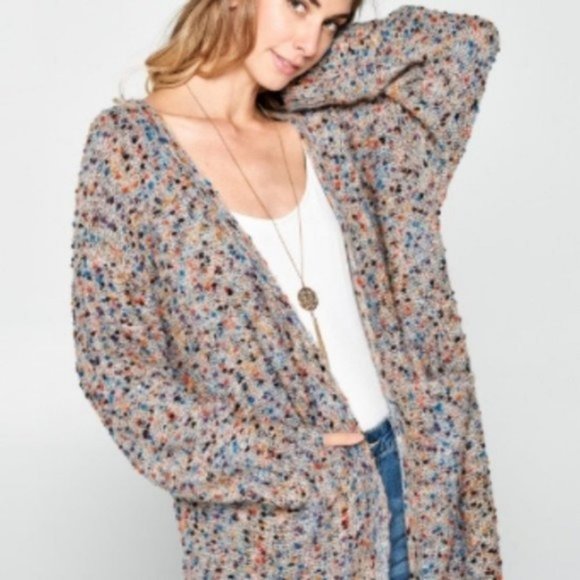 Duster Cardigan Sweater Popcorn Mauve - Picture 3 of 12